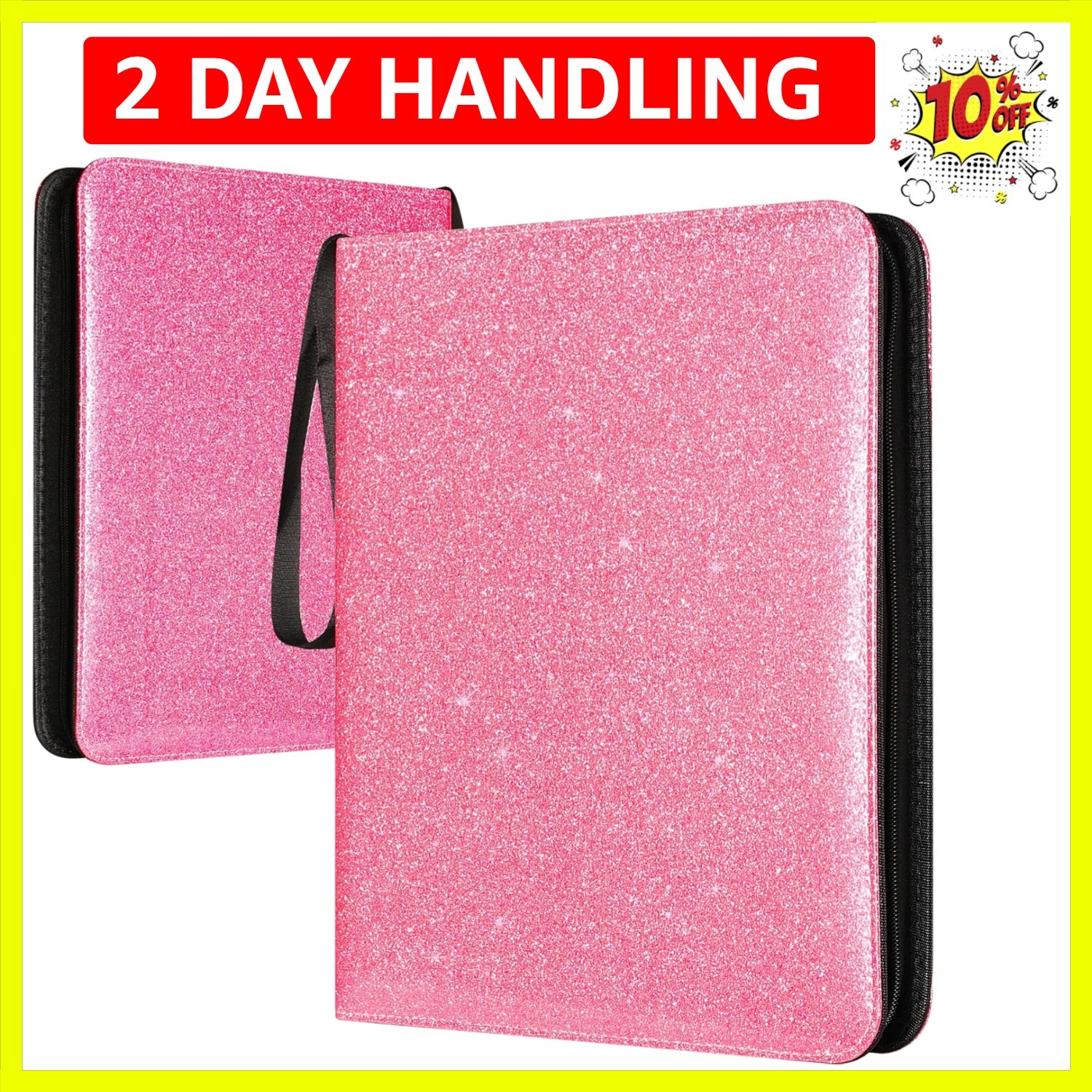 9 Pocket Card Binder Glitter - 1080 Double Sided Pocket PU  Zip Trading Card ...
