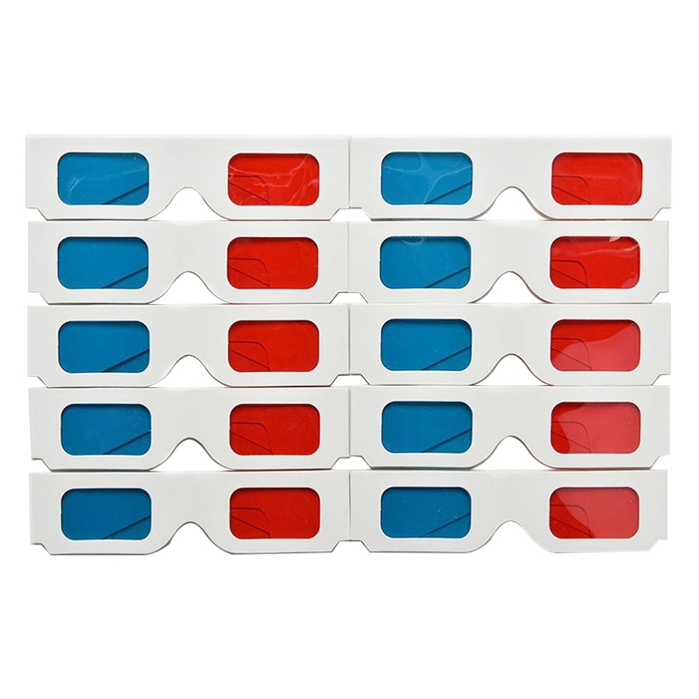50pcs Glasses Paper-framed Stereo Glasses Red and Lens Eyewear