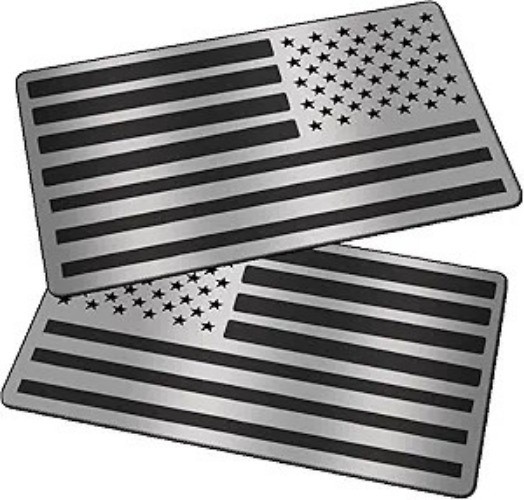 2-Pack Embossed 3D Matte Black Metal Flag Emblem Decals for Vehi Color: Sliver