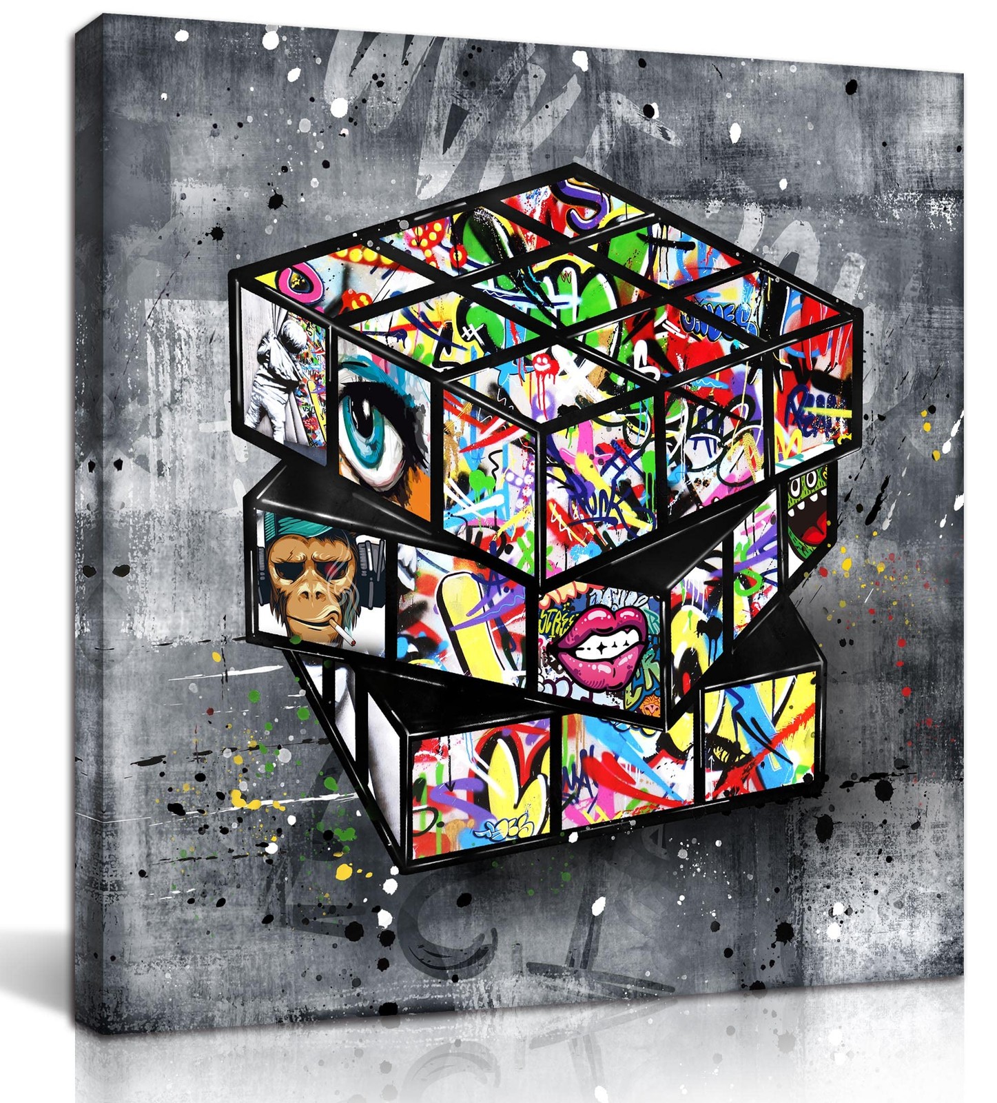 SIXTTART Banksy Canvas Wall-Art for Bedroom - Street 14"L x 14"W, Gray