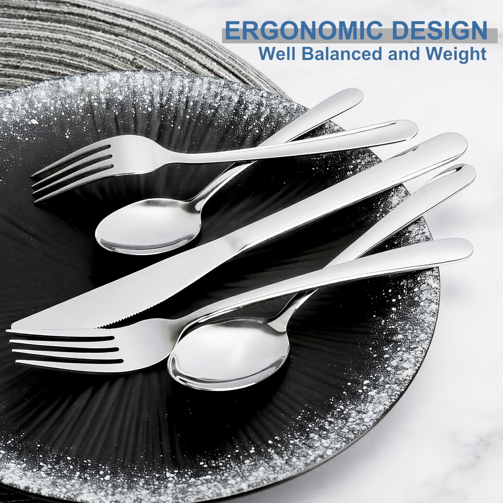 Silverware Set for 4-20 Piece Stainless Steel Flatware Set with Spoons, Forks...