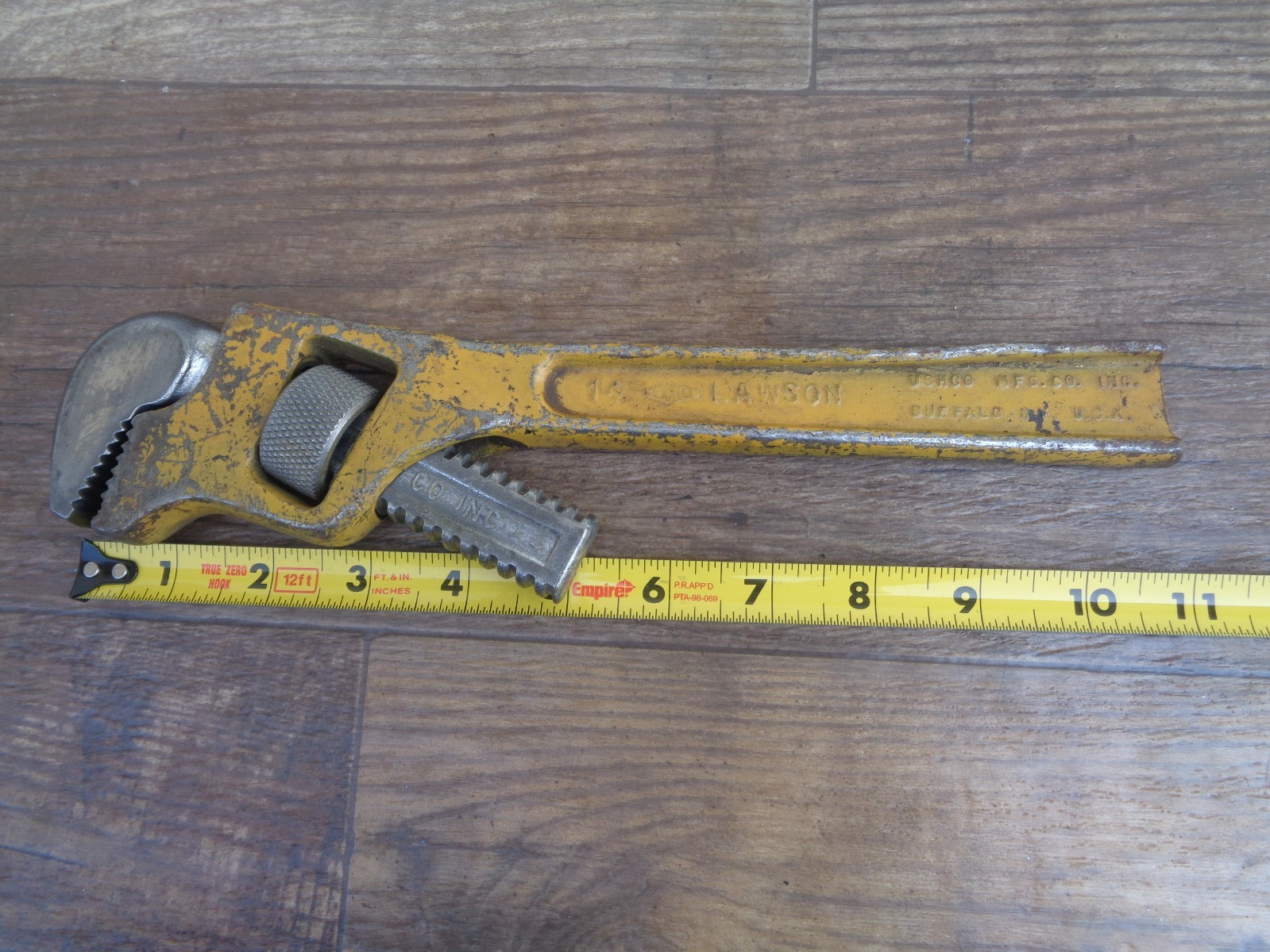 Vintage LAWSON Offset Steel Pipe Wrench 14" Shortened