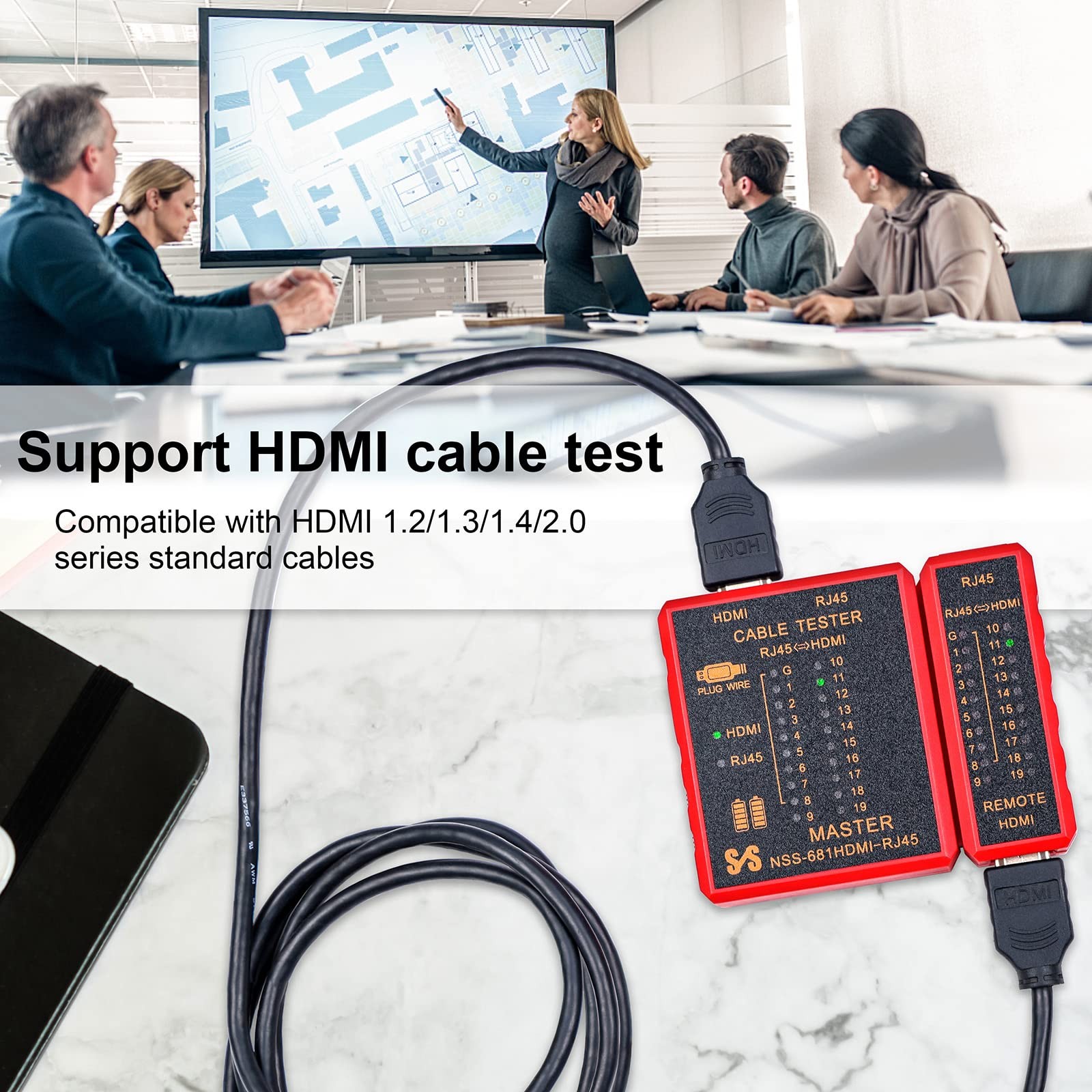 HDMI Tester Portable High Definition Network Cable Red and Black