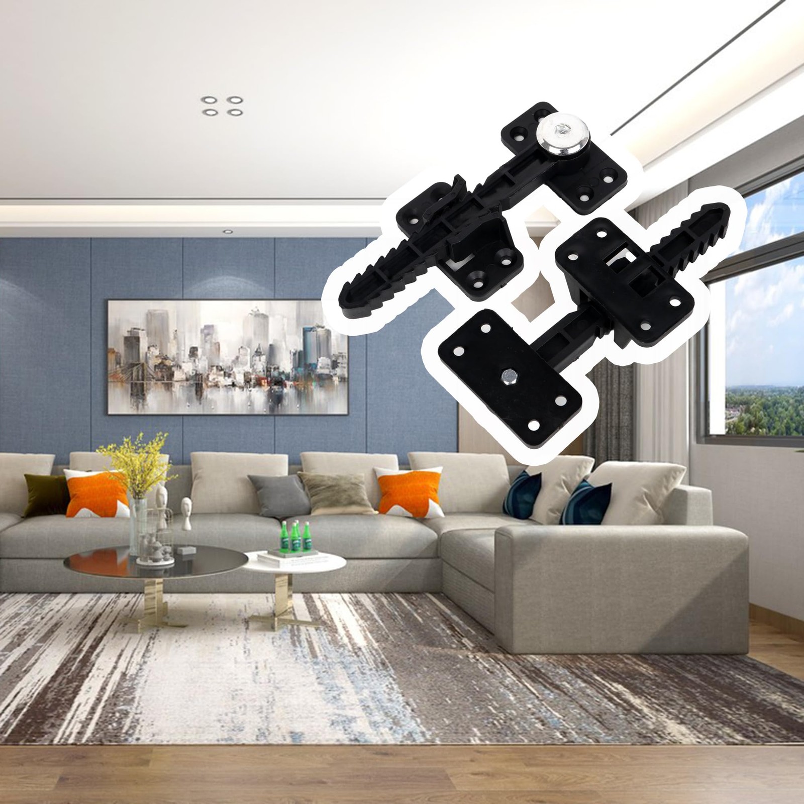 Furniture Couch Sofa Invisible Connector Brackets 6 Set Black Plastic Mount