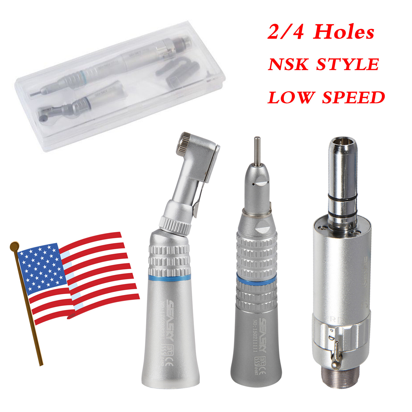 NSK Style Dental Slow Low Speed Handpiece Straight Contra Angle Air Motor 4 /2H