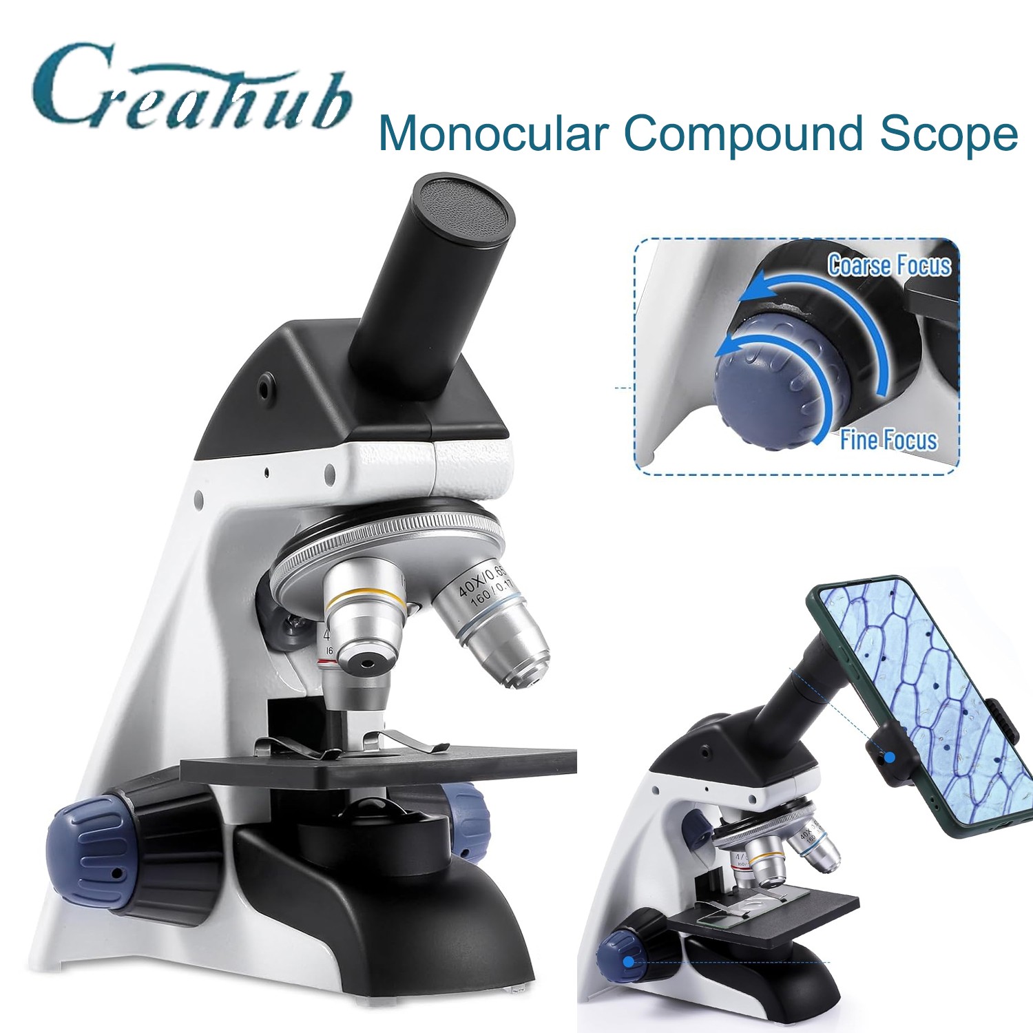 Monocular Compound Microscope 40X-1000X Magnification Lab Biological Microscope