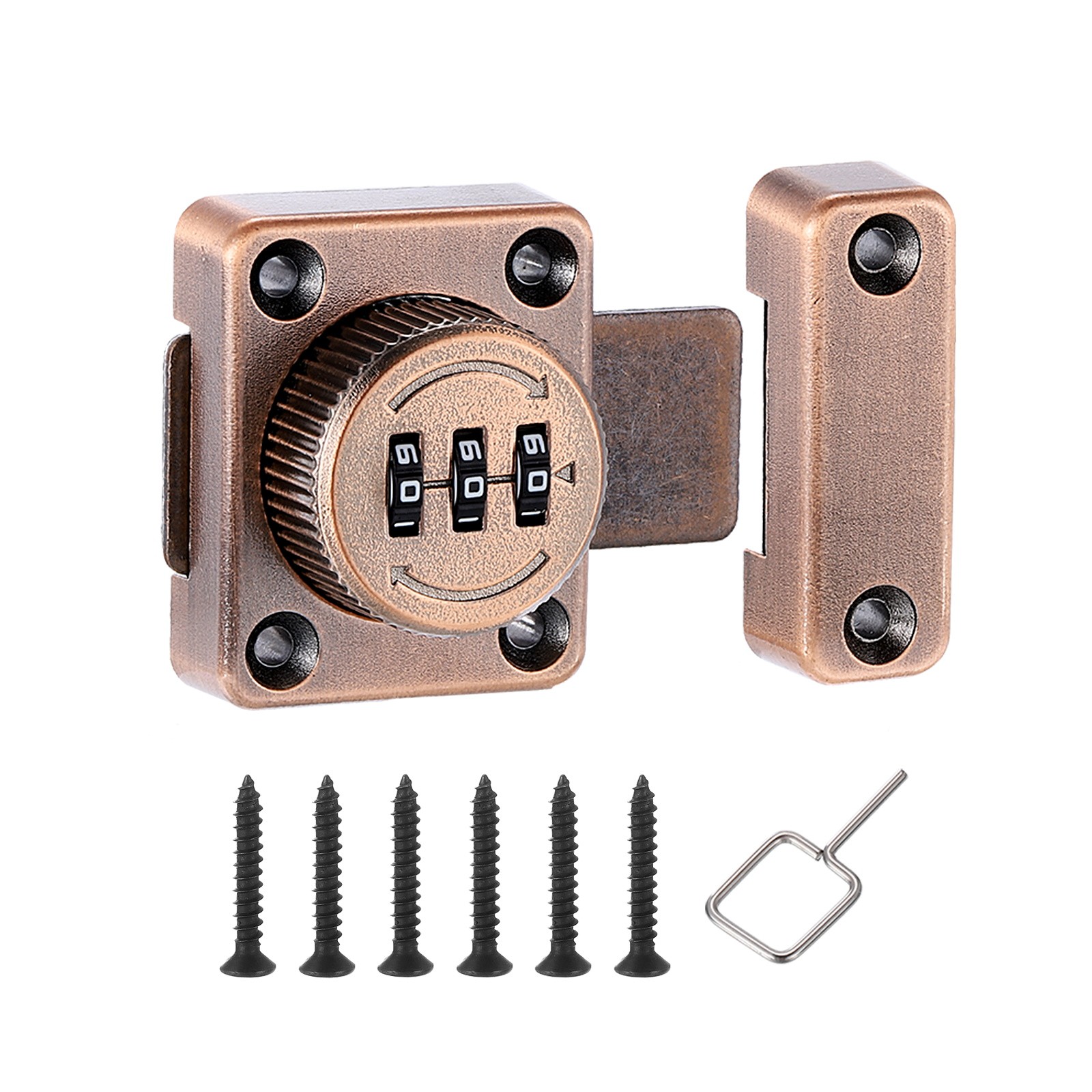 Combination Cabinet Latch, 3-Digit Password Cabinet Lock, Copper