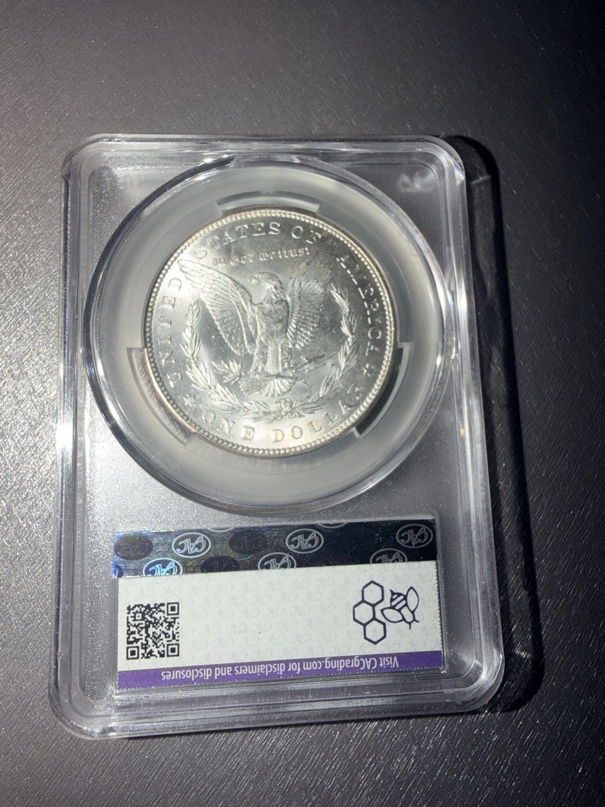 1888 Morgan Silver Dollar CAC MS62 Better Date - TraderBea Label