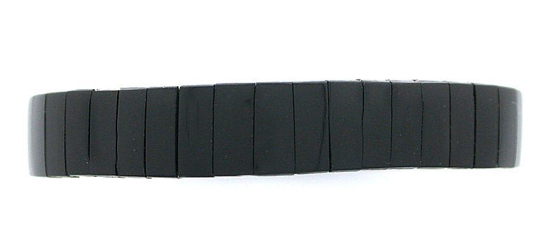 NATURAL BLACK ONYX CUSTOM MADE STEEL BAND 7 INCH STRETCH GEMSTONE BRACELET SB74