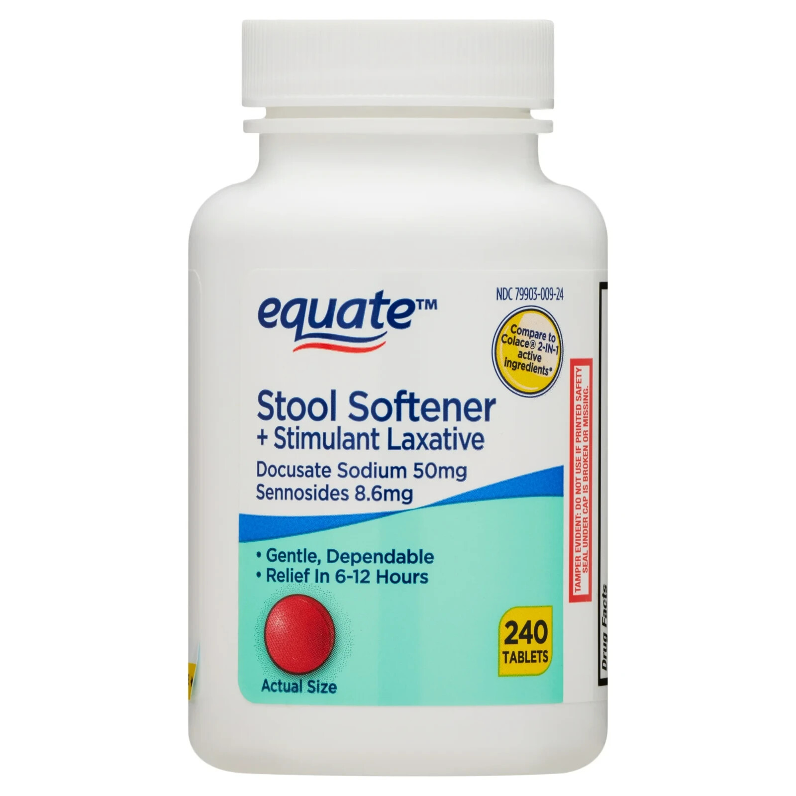 Equate Stool Softener Plus Stimulant Laxative Tablets for Constipation, 240 Ct
