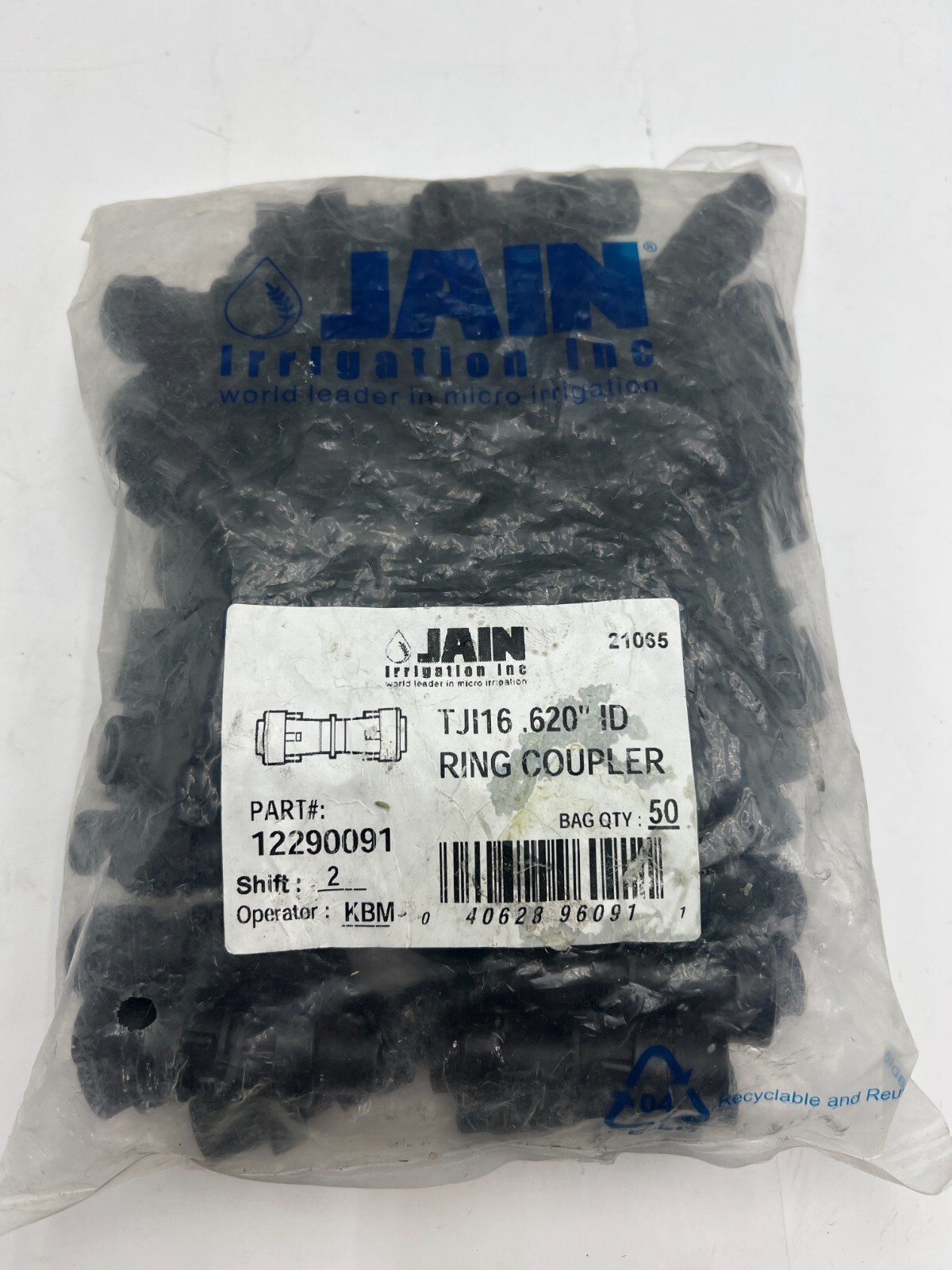 (2 Pack of 50) Jain Drip Lock Fitting TJI16 0.620" ID Ring Coupler 12290091