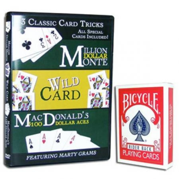 ESSENTIAL GAFFED BICYCLE DECK WITH DVD MARTY GRAM'S 3 CLASSIC CARD TRICKS MAGIC