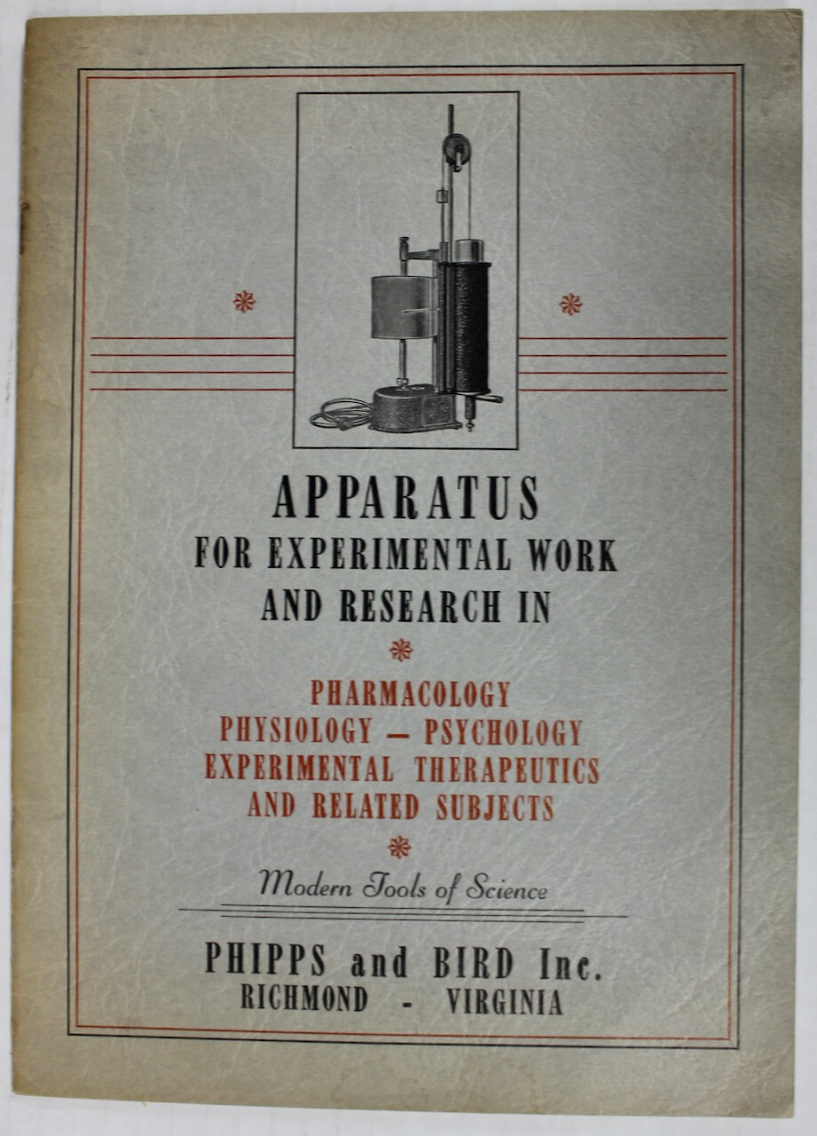 Original C 1930s Phipps and Bird Inc Apparatus Catalog Psychology Pharmacology
