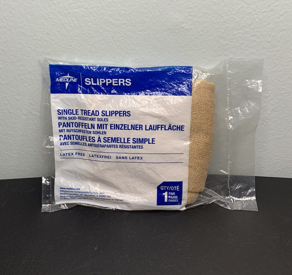 New Medline Non Slip Single Tread Slippers Beige Size XL Skid Resistant Hospital