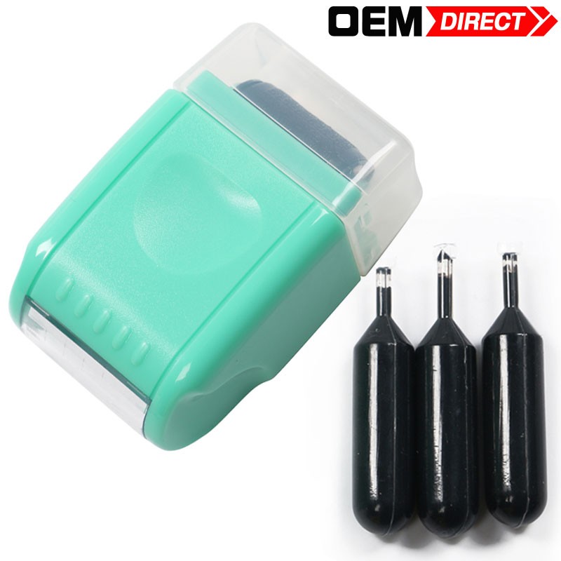 1.34 In Identify Theft Protection Guard Wide Roller Stamp w/ 3 Ink Refill Green