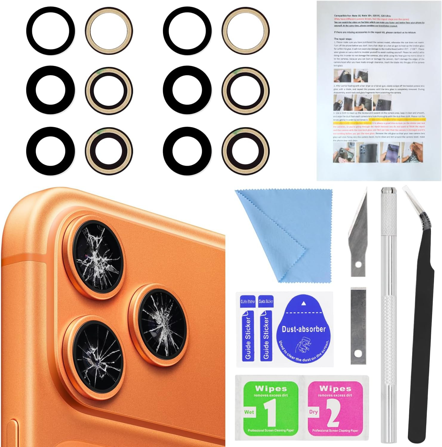 2PCS  Back Rear Camera Lens Glass Replacement for Iphone 17 Pro Max and 17 Pro C