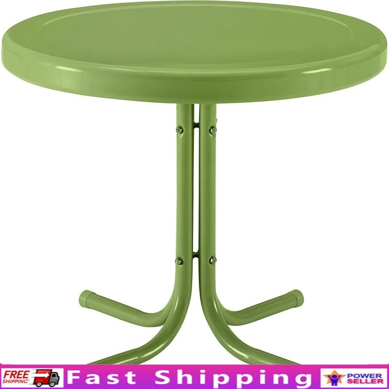 Durable Outdoor Metal Side Table Vintage Pedestal Patio Furniture Garden Accent