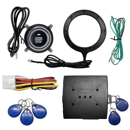 Car Push Engine Start Button Kit, Anti-Thief Auto Alarm System Smart RFID Push