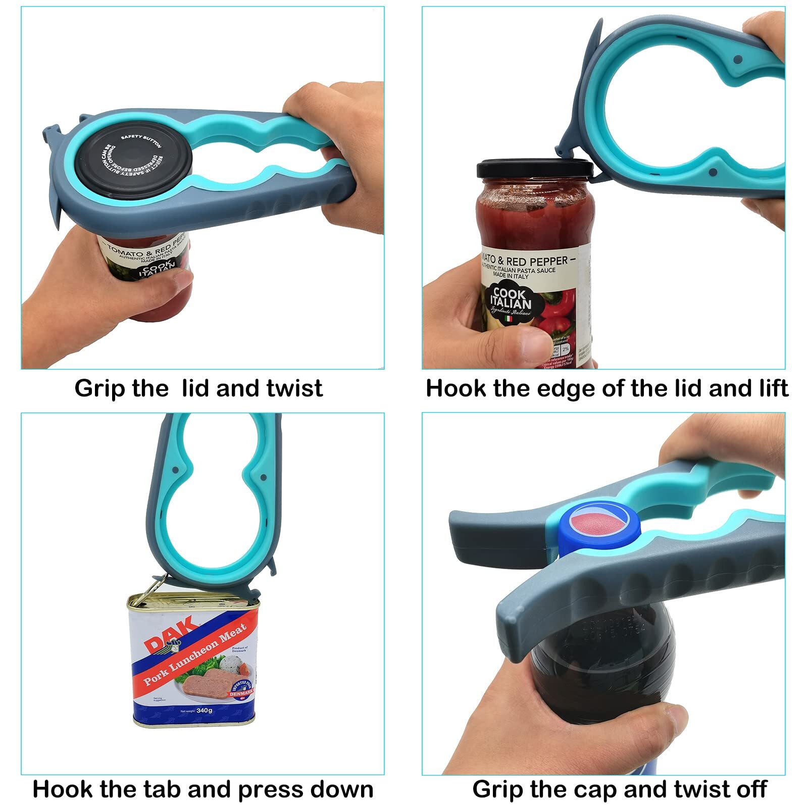Otstar Jar Opener Bottle and Can for Universal, Blue Grey