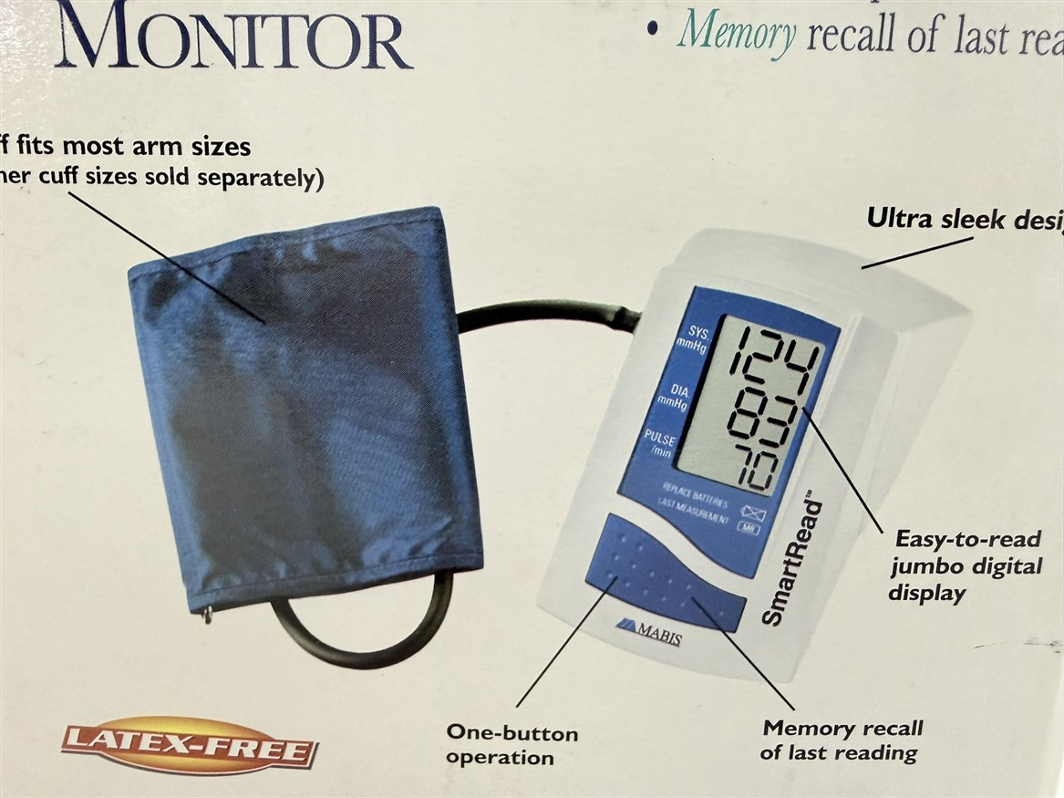 Mabis NEW SmartRead Digital Upper Arm 1 Button Automatic Blood Pressure Monitor