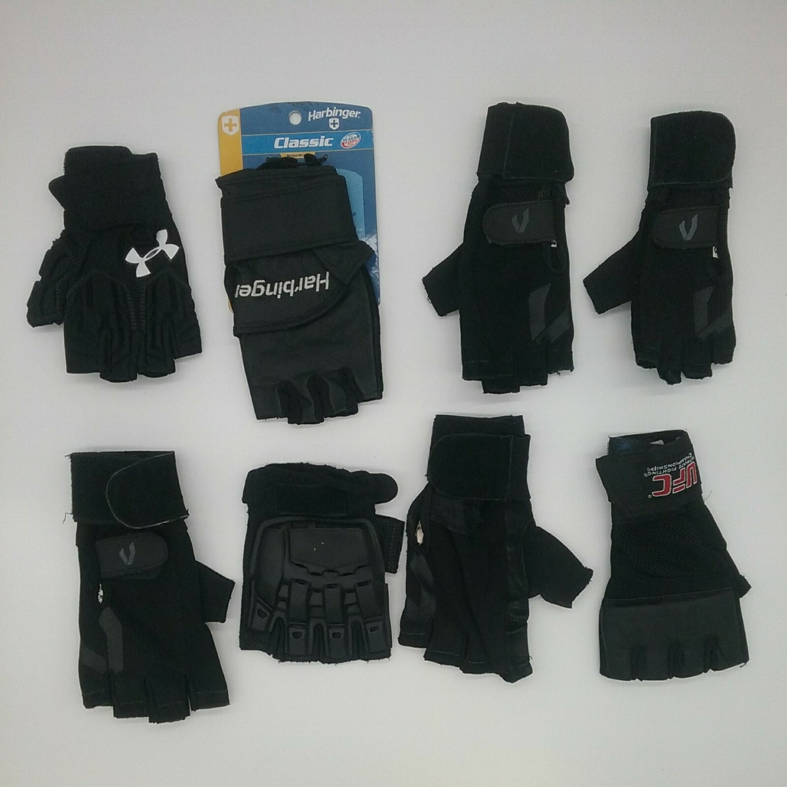 Mismatched Half-Finger Training Gloves - Pack of 8 - Black - Assorted Sizes