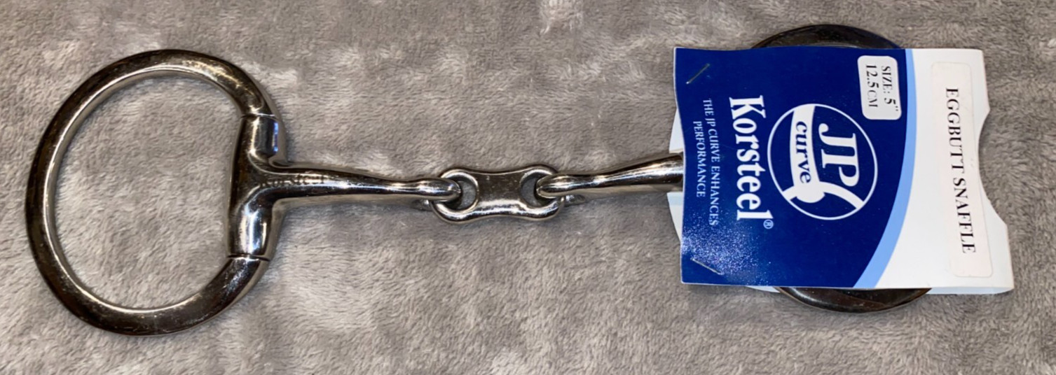 NWT 5'' KORSTEEL DOUBLE JOINTED EGGBUT SNAFFLE CURVED ENGLISH BIT FRENCH MOUTH