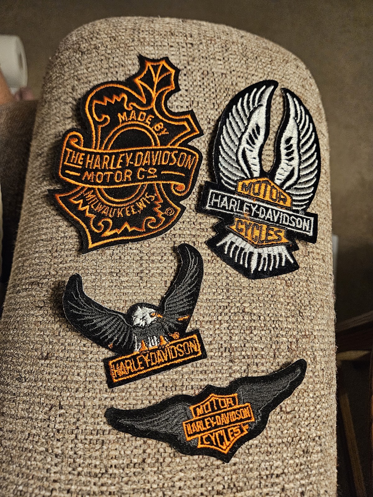 Lot Of 4 Vintage Harley Davidson Patches Wings Leaf