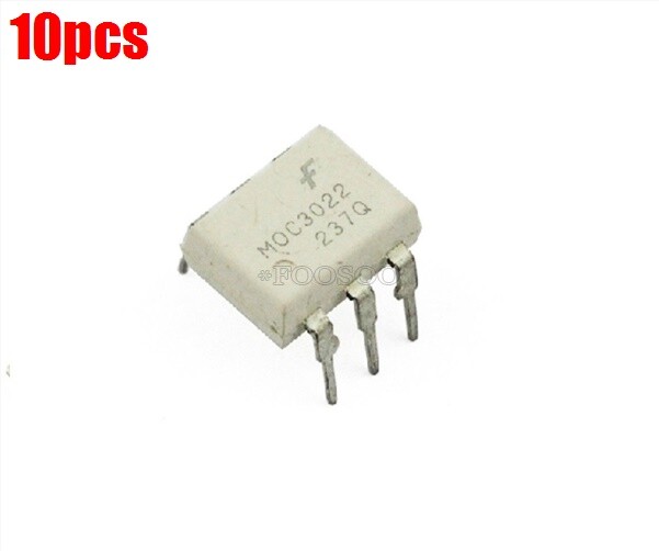 10Pcs DIP-6 MOC3022 Optoisolator Transistor Output Fairchild gw