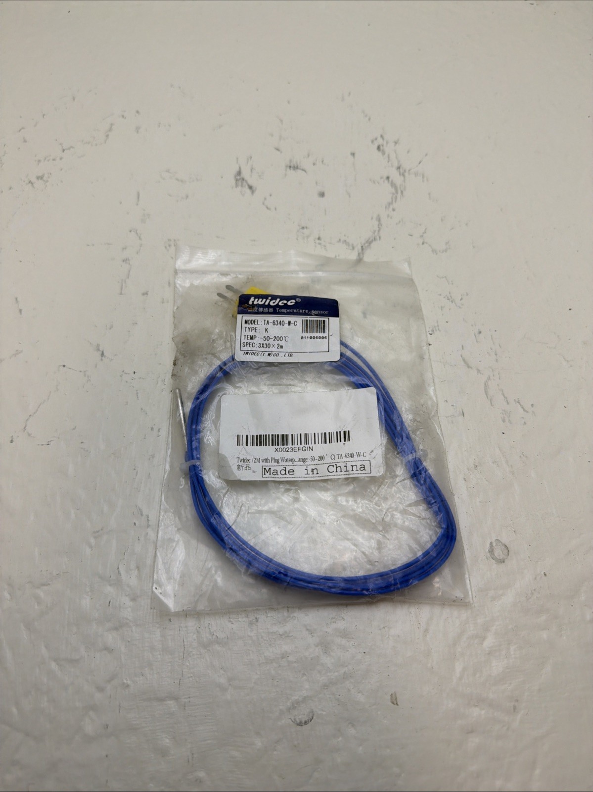 Twidec/2M with Plug Waterproof, SS, K-Type Sensor Probes Metal Head, TA-6340-W-C