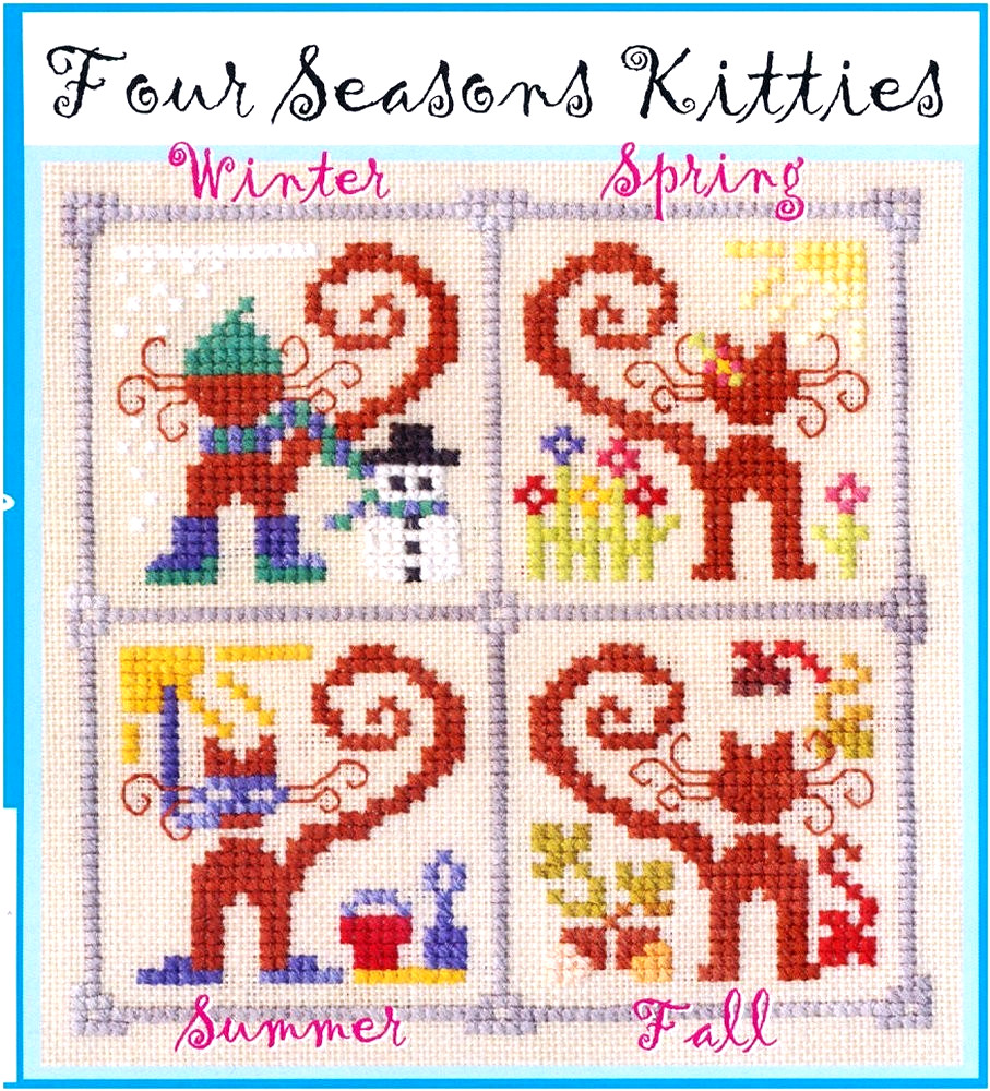The Cat's Whiskers FOUR SEASONS KITTIES Krazy Kitties Cross Stitch Chart Leaflet