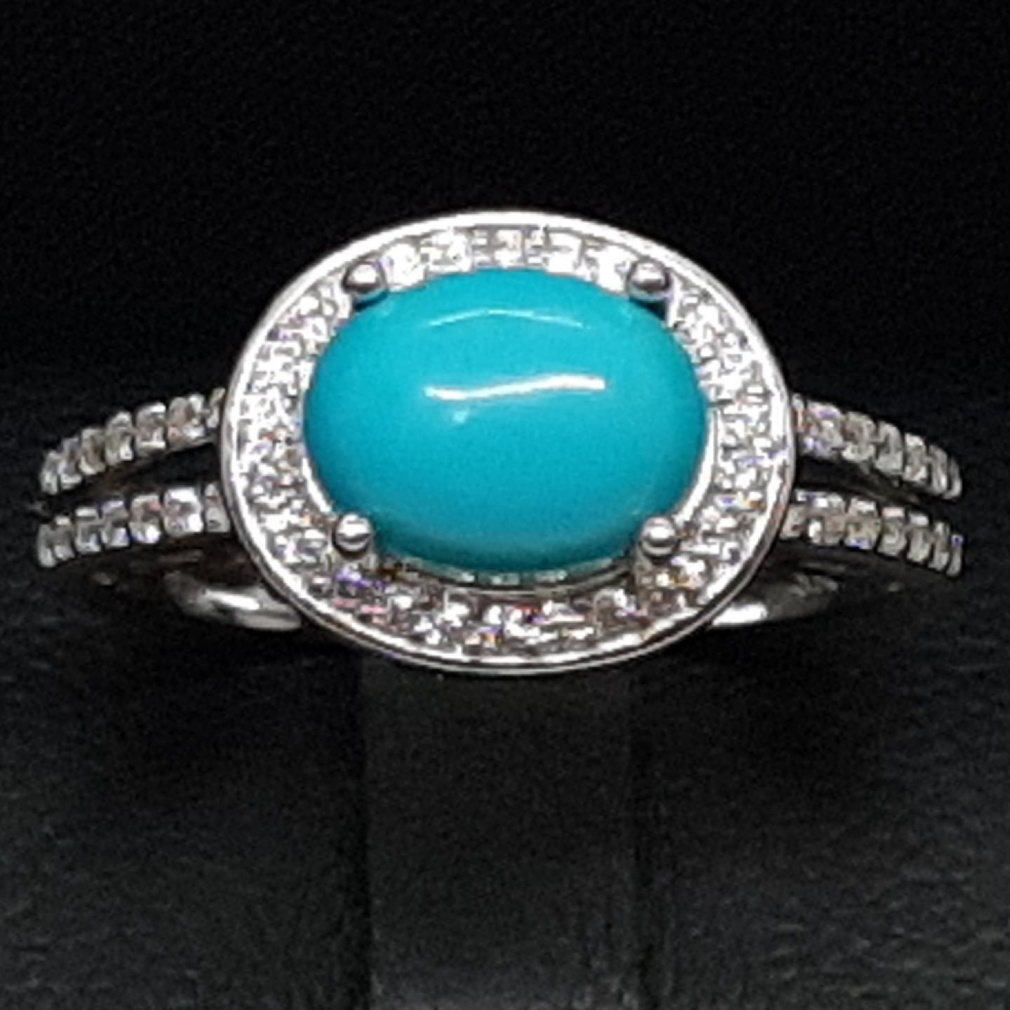 World Class 2.80ctw Turquoise & White Sapphire 925 Sterling Silver Ring Size 8
