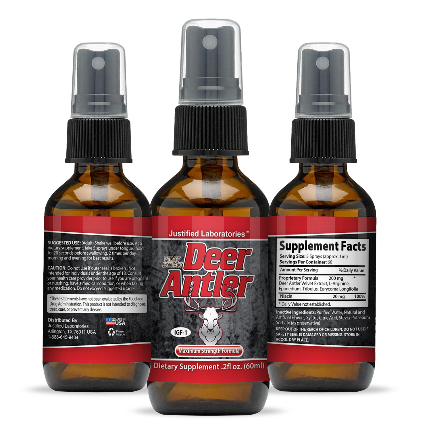 3 x Deer Antler Spray Velvet Extract