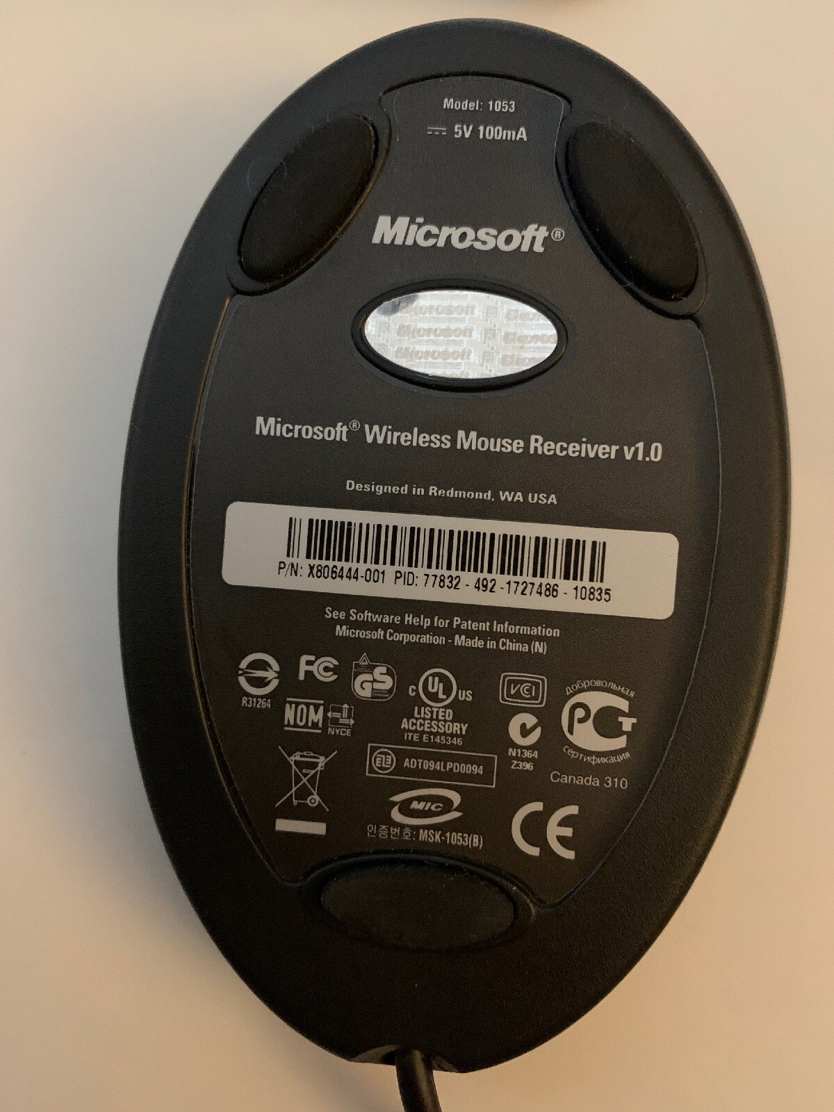 Microsoft Wireless Mouse Receiver v1.0 - Microsoft 1053 P/N X806444-001