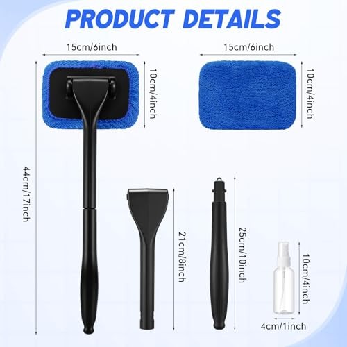 8 Pcs Car Windshield Cleaner Tool Kit with Removable Handle, Royal Blue