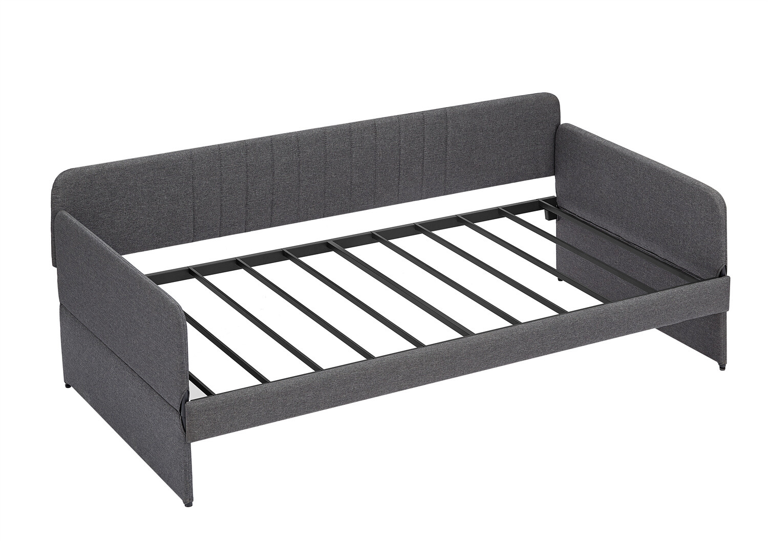 Twin Size Daybed Upholstered Bed Frame Sofa Bed with Trundle Bed Grey