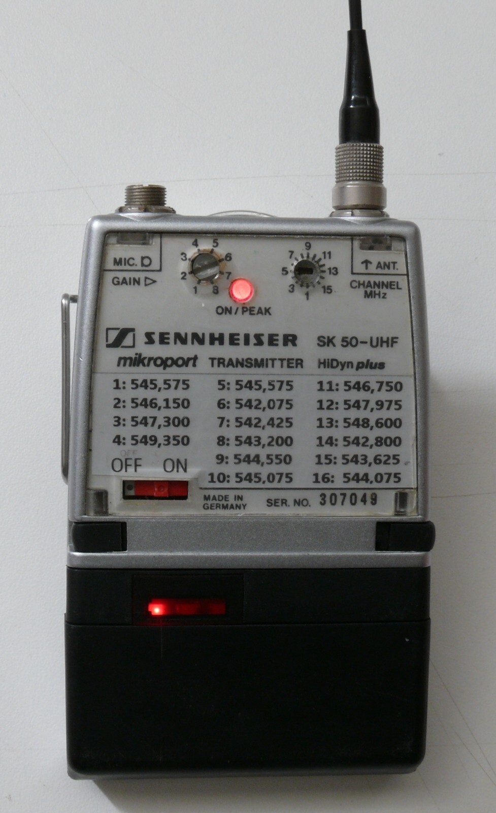 Sennheiser Bodypack Transmitter SK 50 UHF Frequency 545 to 550 MHz
