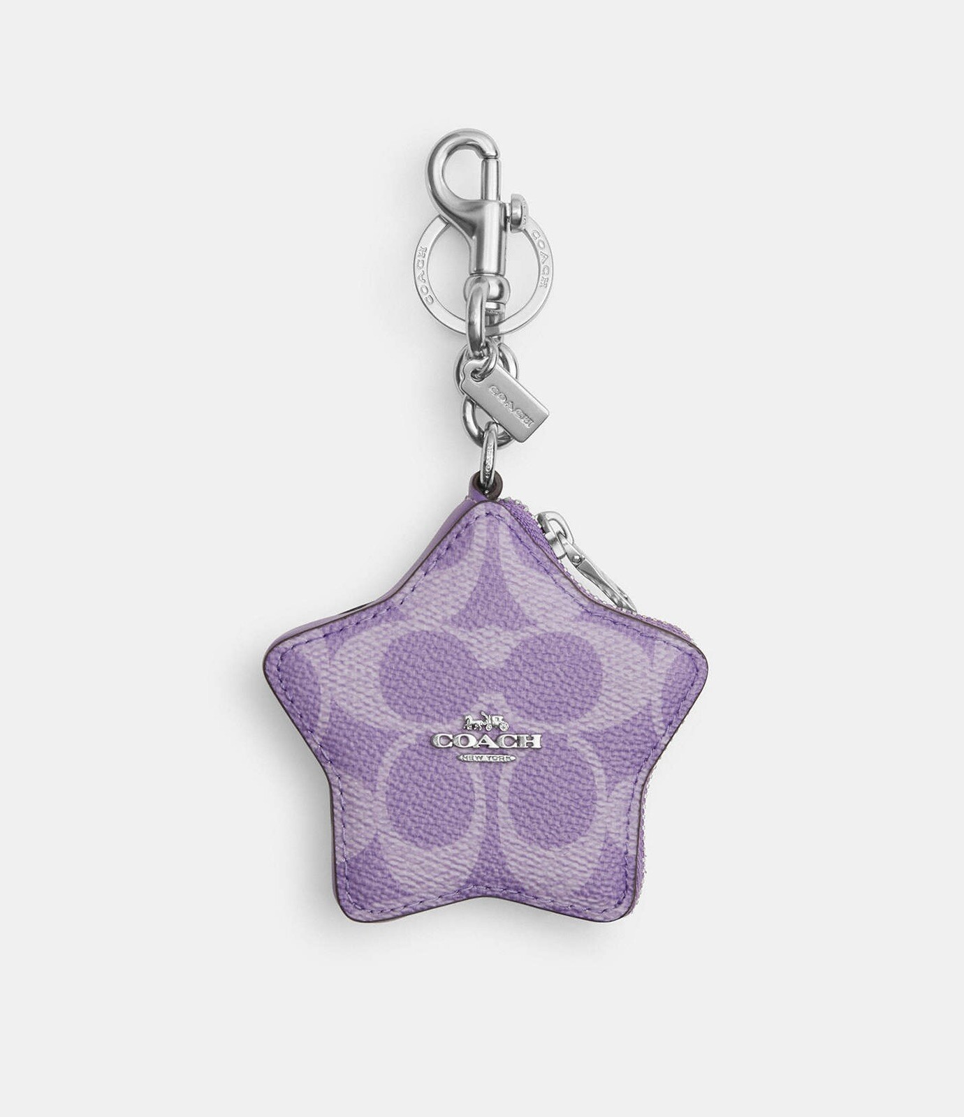NWT Coach Star Signature Bag Charm In Silver/Iris