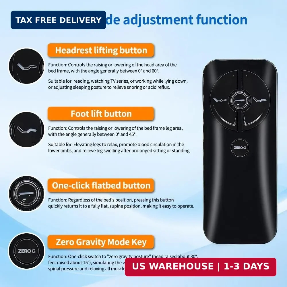RF399A RF368B MC120TS Remote Replacement for Keeson Adjustable Bed Remote/Tempur