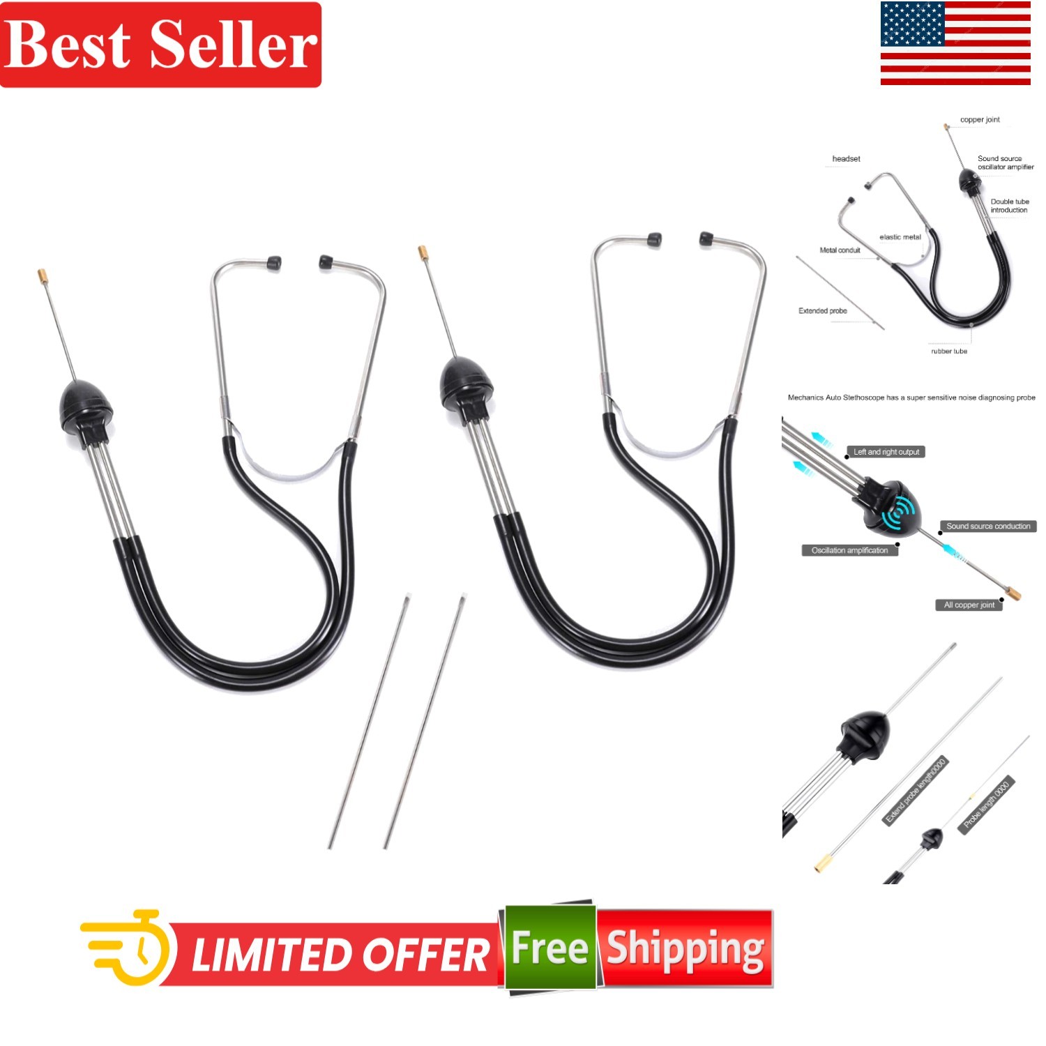 2-Piece Precision Engine Diagnosis Tool Set for Cars & Motorcycles - Pro Quality