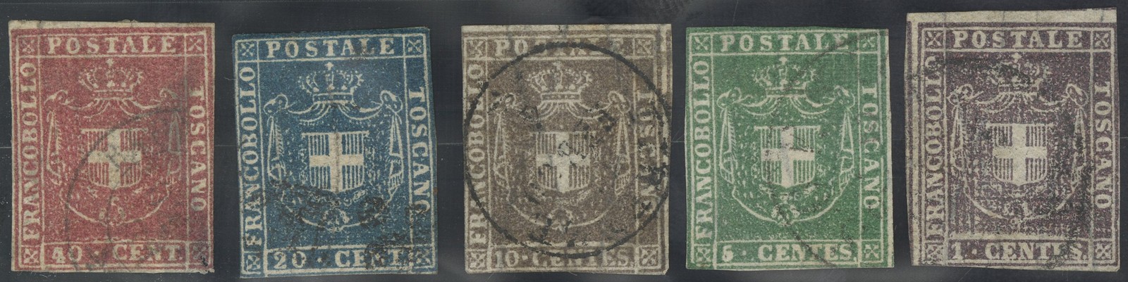 Tuscany Stamps # 17-21 Used Fresh Scott Value $1,800.00