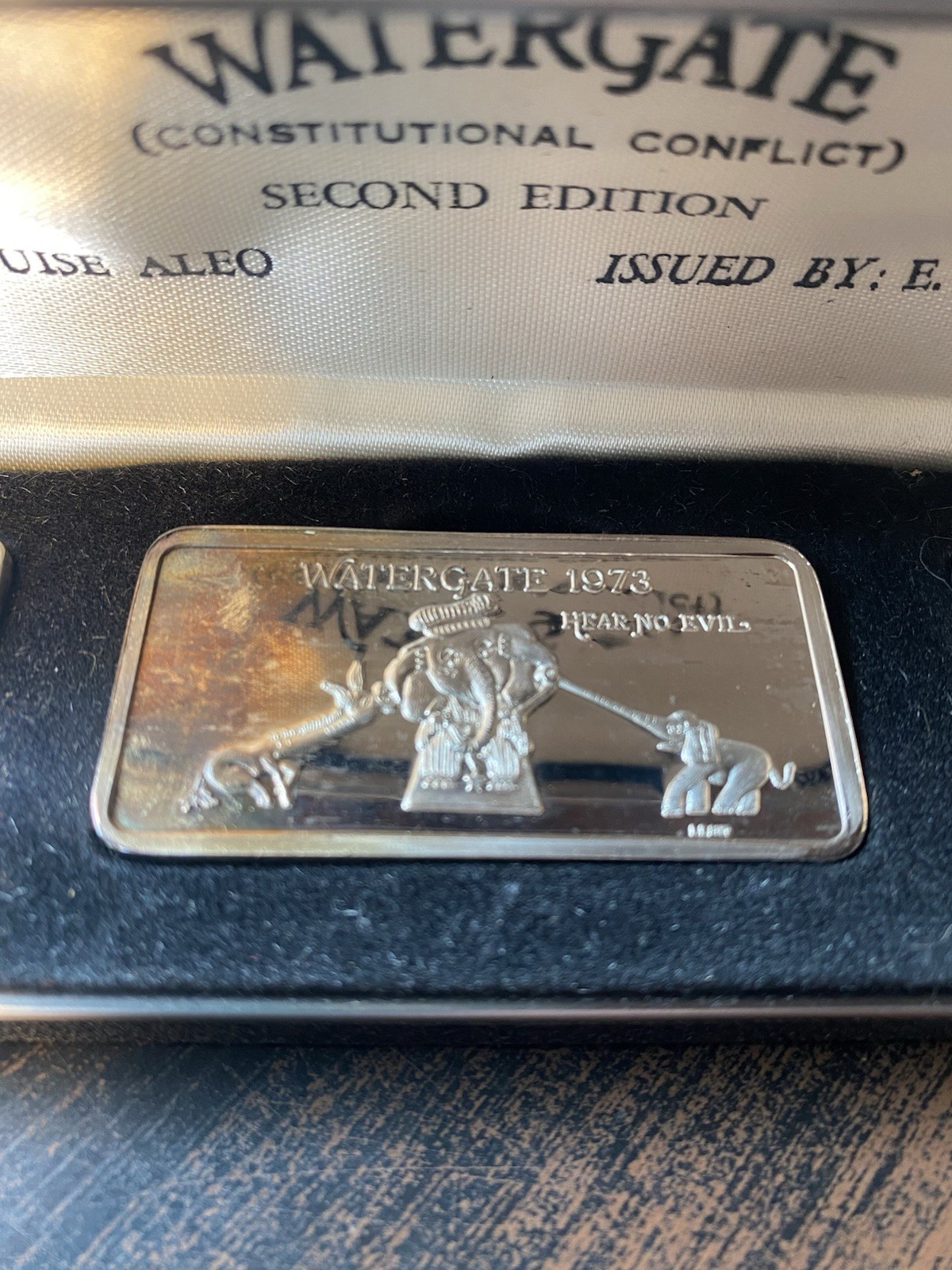 Aged E.J. Aleo & Co. Watergate 1973 Second Edition Silver Bar Set 1 oz .999 Fine
