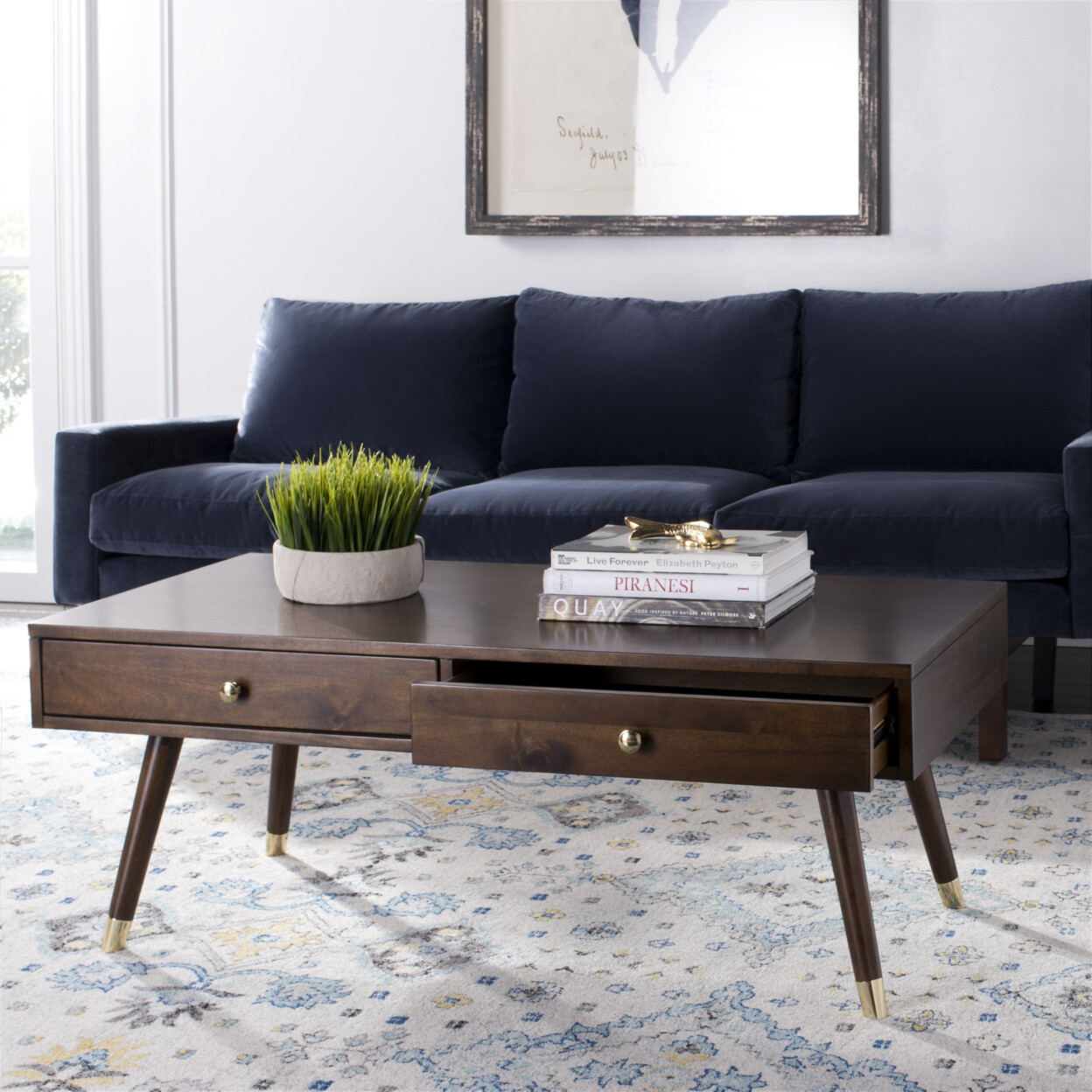 SAFAVIEH Levinson Gold Cap Coffee Table | Brown |