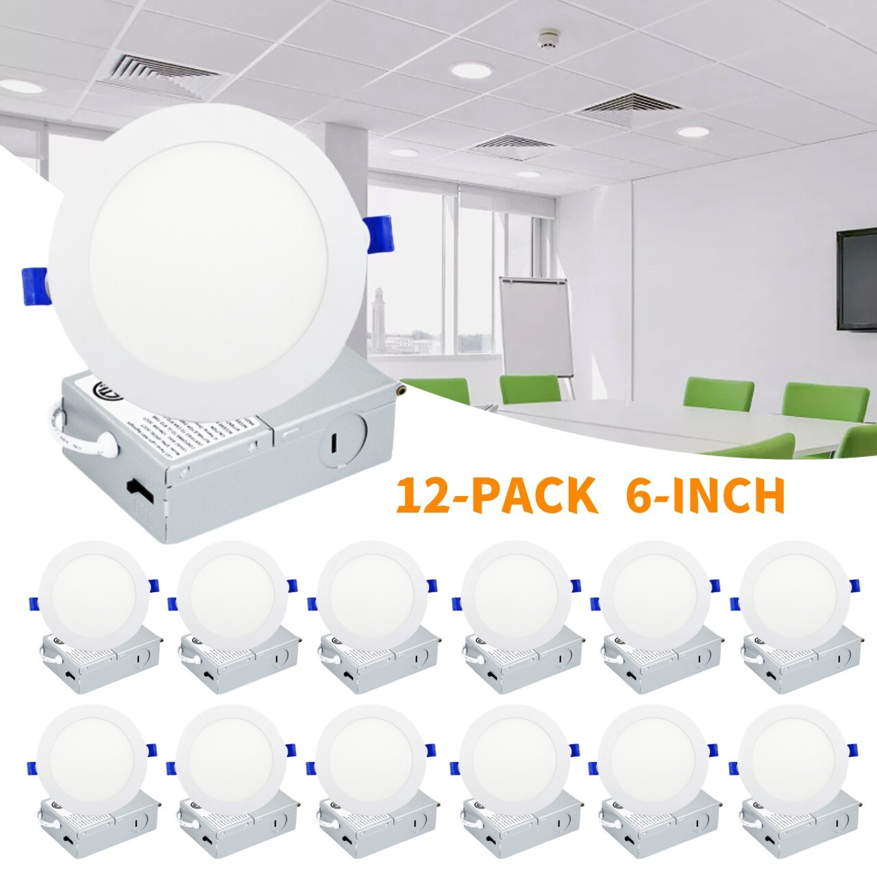 12 Pack 6 inch 3CCT LED Recessed Downlight Panel Light 12W LED Spotlight Ceiling