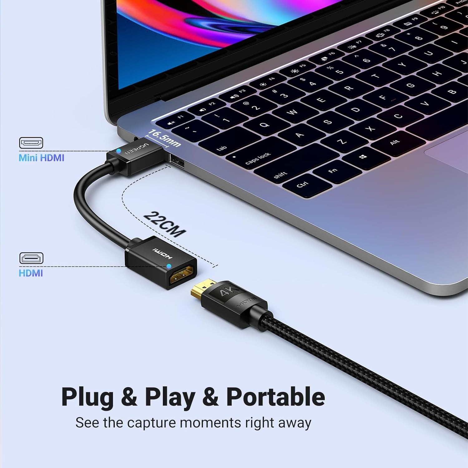 Versatile Mini HDMI to HDMI Adapter - Connects Raspberry Pi, Cameras & More