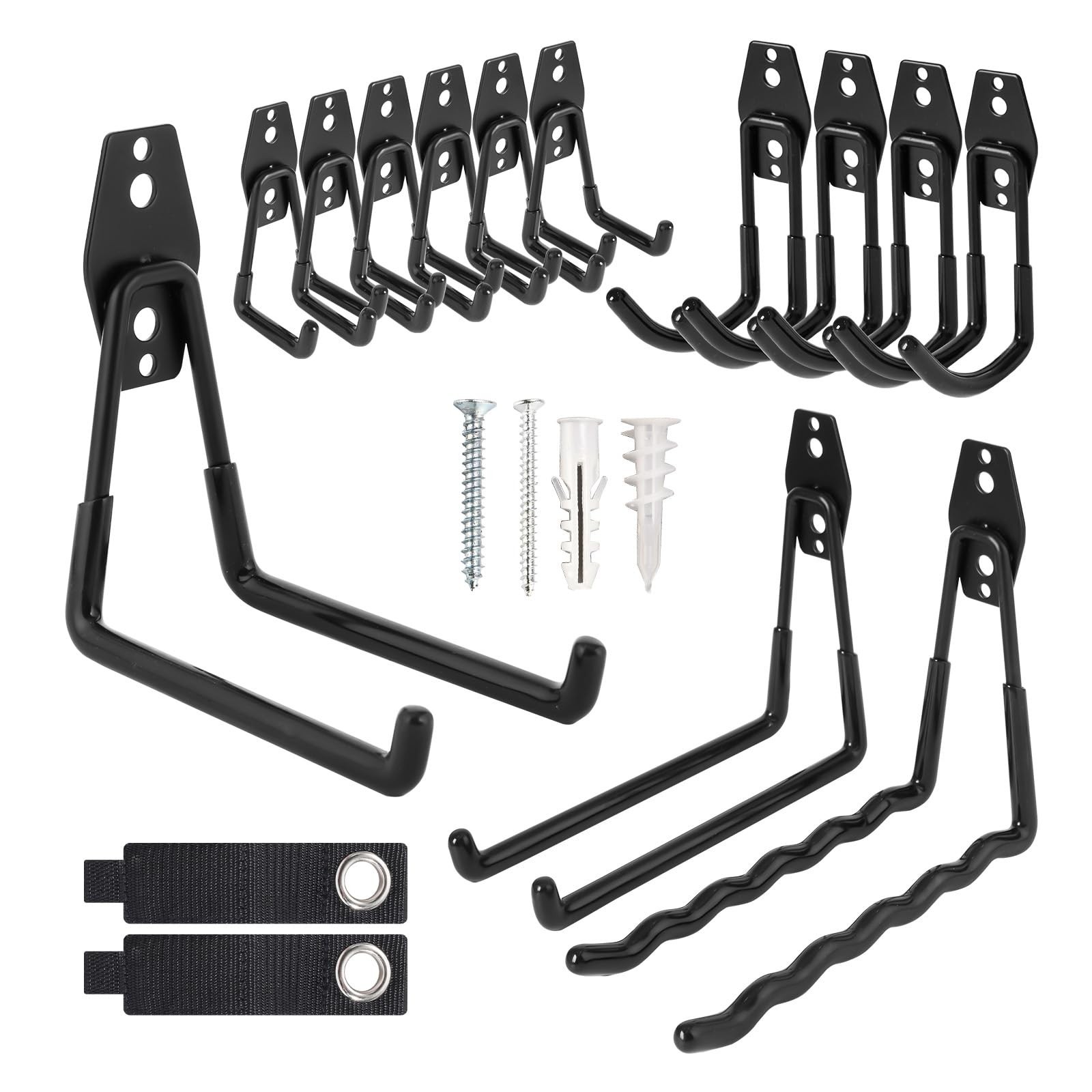 15 Packs Garage Hooks Heavy Duty, Garage Storage Hooks with Nylon Straps, Gar...