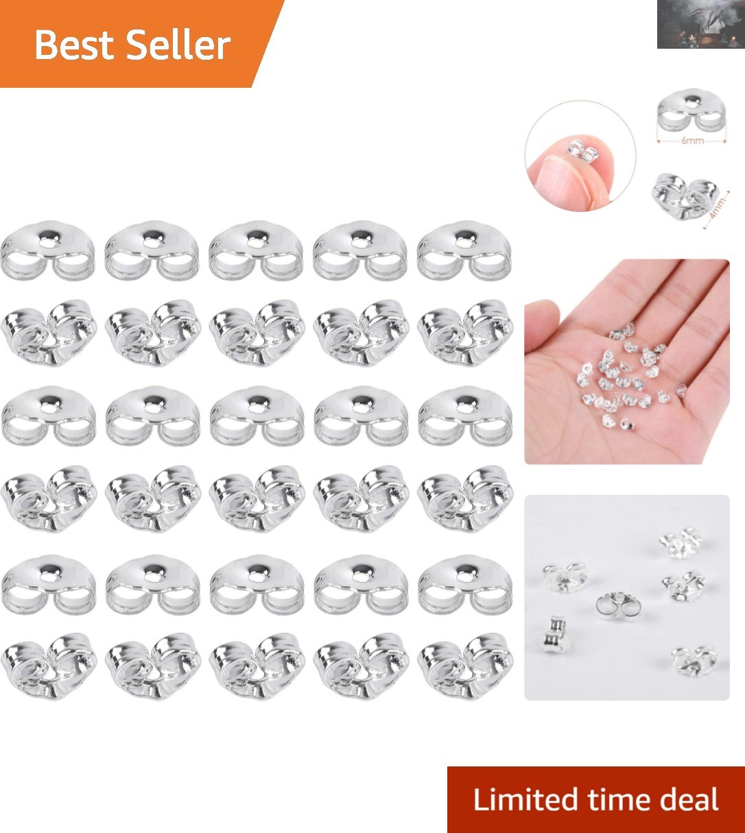30pcs Sterling Silver Earring Backs - Hypoallergenic & Secure Fit for Jewelry