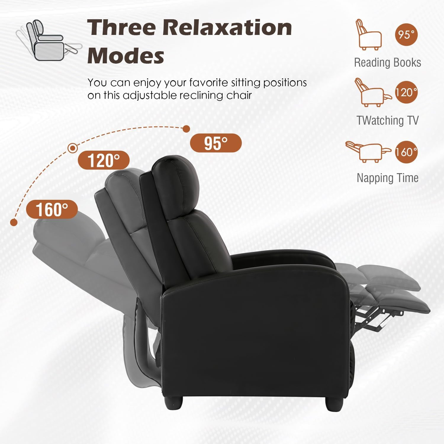 Bestmassage | Recliner Chair | No Massage Function | Leather Black | with Lumbar
