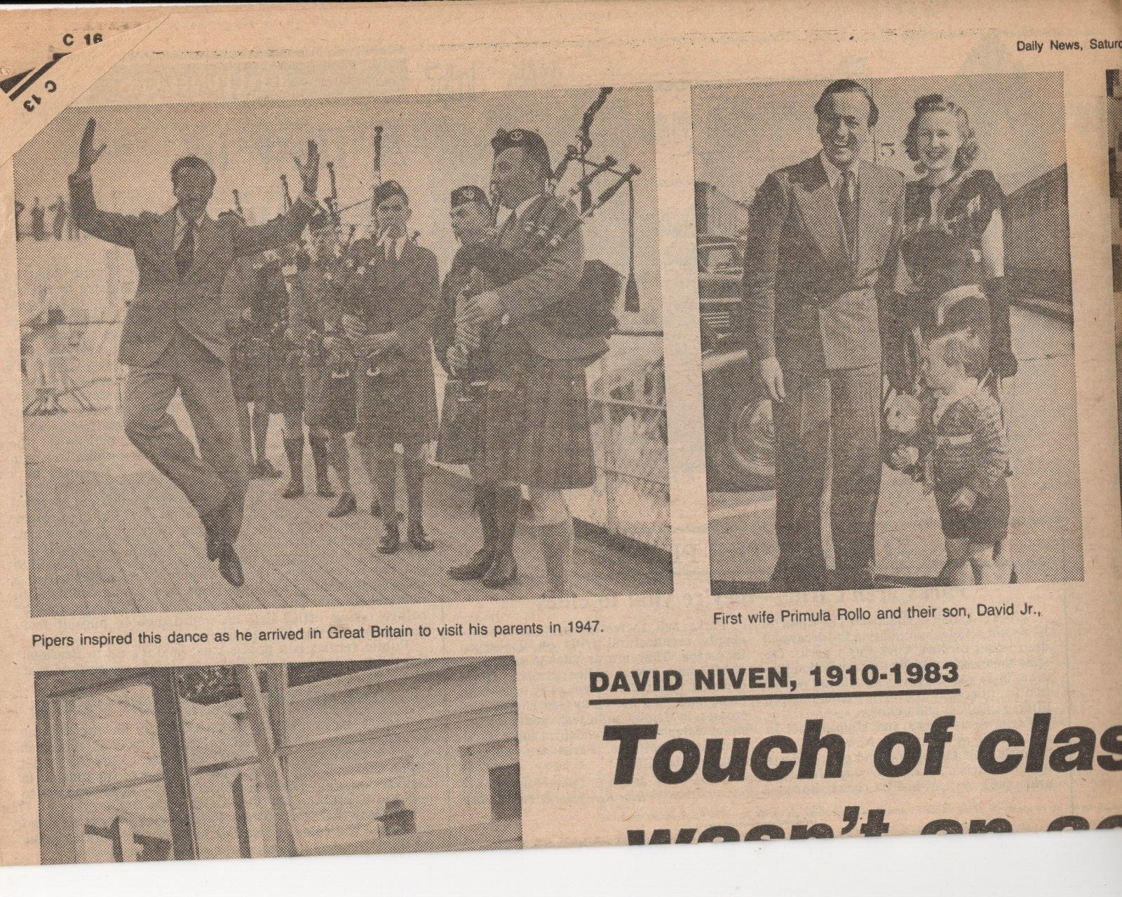 David Niven magazine Photo Clipping 1 Page Q4657