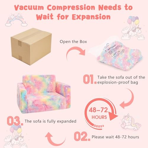 Toddler Couch,Toddler Chair,Kids Sofa Chair 2-in-1 Baby Seat Medium Unicorn