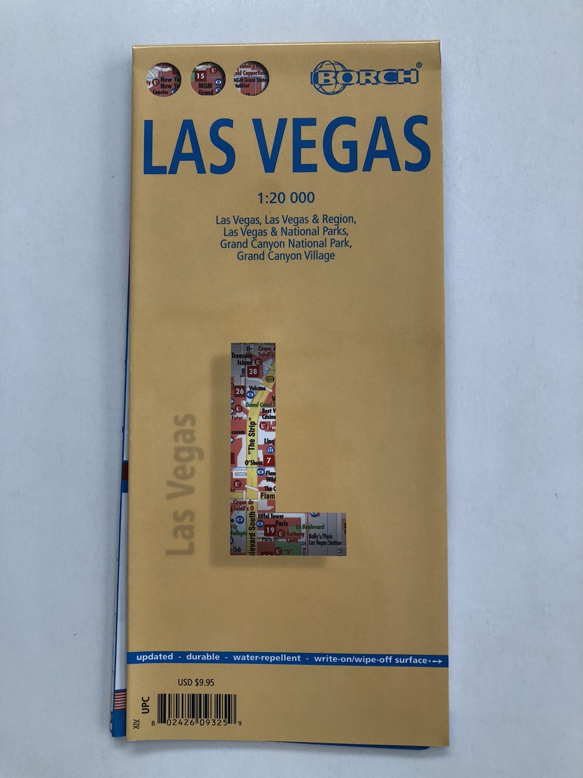Map Las Vegas, Grand Canyon -Borch Laminated Map dated 2019